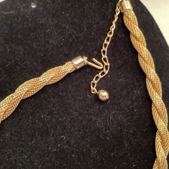 Goldtone Woven Mesh Choker Style Necklace - Picture 7 of 8